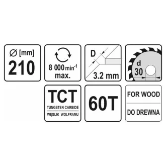 YATO Disc de tăiere pentru lemn 210 x 30 x 2,2 mm / 60T