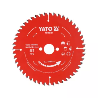  YATO Disc de ferăstrău pentru lemn, teflonat, 140 x 20 x 2,4 mm / 48 dinți