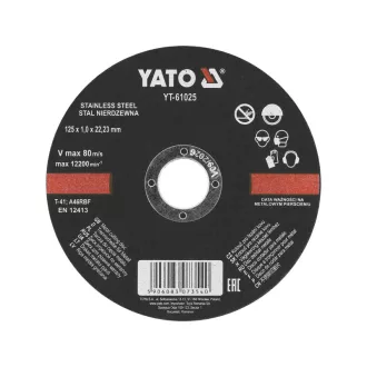 YATO Disc de tăiere pentru metal 125 x 1,0 x 22,2 mm inox