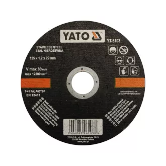 YATO Disc de tăiere pentru metal 125 x 1,2 x 22 mm inox