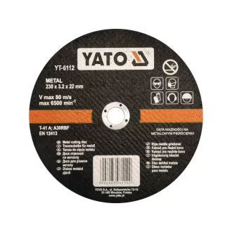 Disc de tăiere pentru metal YATO, 230 x 3,2 x 22 mm