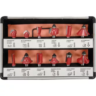 YATO Set de freze de suprafață, 12 bucăți, 8 mm