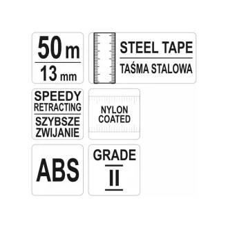 Bandă de măsurat YATO 50 mx 13 mm oțel
