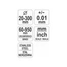 Bandă de măsurat YATO Precision (+-0,01 mm), diametru 30-300 mm, circumferință 60-950 mm inox