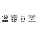Indicator de grosime a discului de frână YATO 0-60 mm/0,1 mm domeniul de măsurare, lungime 160 mm