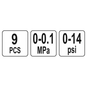   YATO Set de măsurare a presiunii și a vidului 9 părți 1 bar