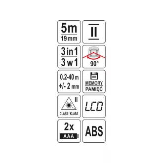 Bandă de măsurat YATO Laser 5 mx 19 mm 40 m