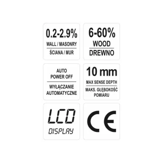   YATO Contor de umiditate pentru lemn și materiale de construcție