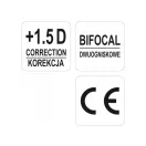 Ochelari de protecție bifocali YATO + 1,5 apă limpede