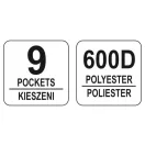 YATO Geantă pentru scule Cadru tubular cu 9 buzunare