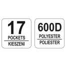 YATO Geantă pentru scule Cadru tubular cu 17 buzunare