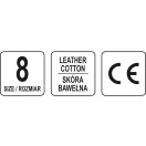 YATO Mănuși de protecție mărimea 8, piele-bumbac, negre