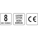 YATO Mănuși de protecție mărimea 8, piele-bumbac, roșii