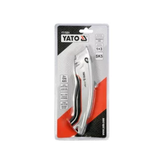   YATO Cutit cu lama trapezoidala retractabila cu 3 lame trapezoidale