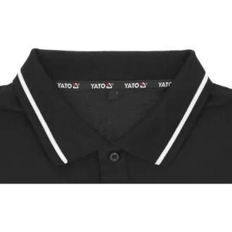 YATO Tricou cu guler, mărimea L, culoare neagră