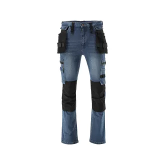   Pantaloni lungi blugi de protectie YATO de lucru marimea S 17 buzunare albastru inchis