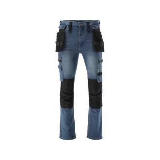   YATO Blugi de siguranță la locul de muncă pantaloni lungi mărimea L/XL 17 buzunare albastru închis