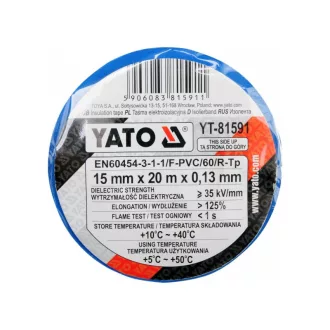 Banda izolatoare YATO 15 x 0,13 mm x 20 m neagra