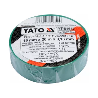 YATO Bandă izolatoare 19 x 0,13 mm x 20 m verde
