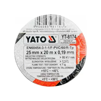 Banda izolatoare YATO 25 x 0,19 mm x 20 m neagra