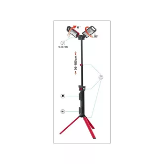 YATO Reflector LED dublu cu suport și baterie 5000 lm