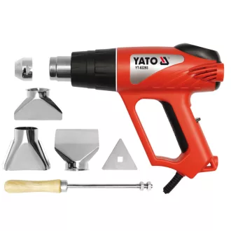   Suflantă de aer cald YATO cu afișaj LCD + accesorii 600 °C 2000 W