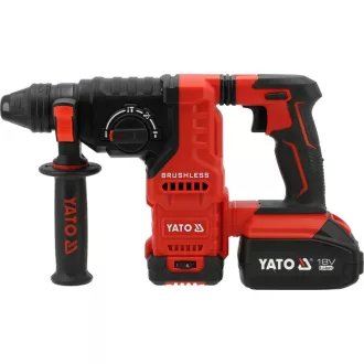   YATO Ciocan rotopercutor cu acumulator fără perii, SDS-plus 18 V (2 x baterii 4 Ah și încărcător)