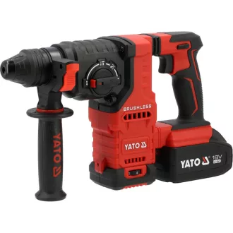   YATO Ciocan rotopercutor cu acumulator, motor fără perii, SDS-plus 18 V (1 x acumulator 4 Ah și încărcător incluse)