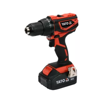   Mașină de găurit cu acumulator YATO 40 Nm cu motor japonez 18 V Li-Ion (2 baterii de 3,0 Ah + încărcător)