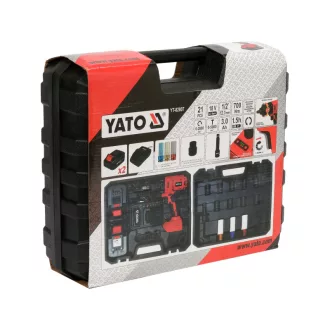   Set șofer cu impact YATO cu acumulator 21 piese 1/2" 700 Nm 18 V Li-Ion (2 x 3,0 Ah baterie și încărcător)