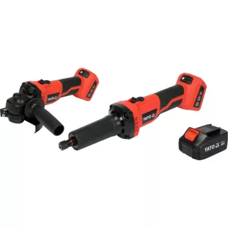   Set de șlefuit cu acumulator YATO 18 V (1 x baterie de 4,0 Ah + încărcător) (polizor drept și unghiular)