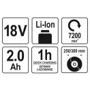 Mașină de tuns iarba fără fir YATO 18 V (1 x baterie de 2,0 Ah + încărcător)