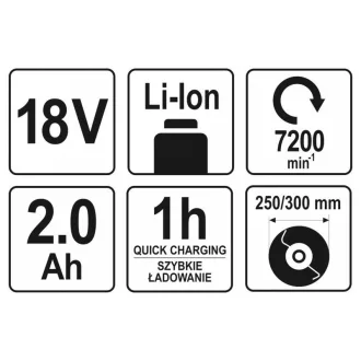   Mașină de tuns iarba fără fir YATO 18 V (1 x baterie de 2,0 Ah + încărcător)