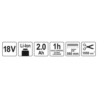   Tășitor gard viu YATO fără fir 560 mm 18 V (1 x 2,0 Ah baterie + încărcător)