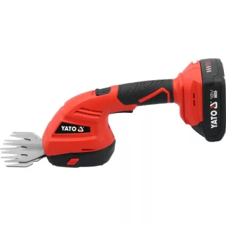   YATO Foarfecă pentru tuns iarba și gard viu cu acumulator, fără perii, 18 V (cu acumulator 2 Ah și încărcător)