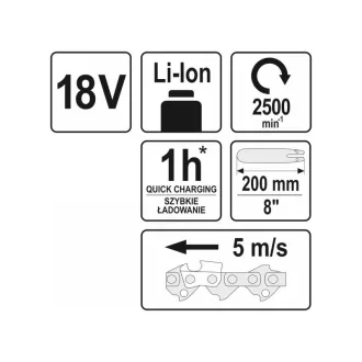   YATO Foarfecă de tăiat cu baterie 2-2,8 m 18 V (fără baterie + încărcător)