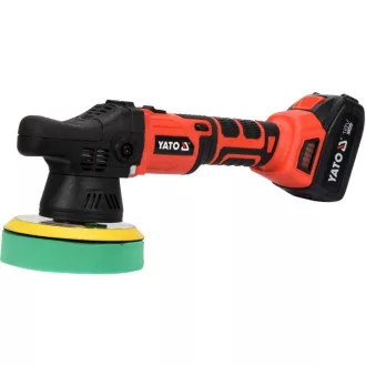   YATO Polizor excentric fără fir 150 mm fără perie de cărbune 18 V Li-Ion (1 x baterie de 3,0 Ah + încărcător)