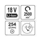 YATO Polizor excentric cu acumulator 254 mm fara perie de carbon 18 V Li-Ion (fara baterie + incarcator)