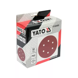   YATO Dic de abraziv cu închidere velcro, 150 mm / P60, cu 6 găuri (50 buc)