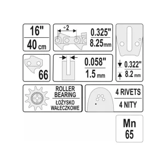   YATO Ghidaj pentru lanț de drujbă 16" 0,325" 1,5 mm