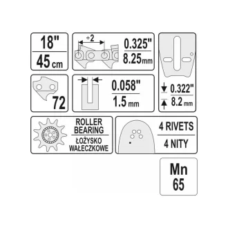   YATO Ghidaj pentru lant de drujba 18" 0,325" 1,5 mm