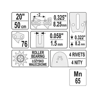   YATO Ghidaj pentru lanț de motofierăstrău 20" 0,325" 1,5 mm