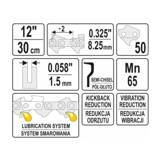   YATO Lanț pentru drujbă 12" 0,325" 1,5 mm 50 de zale