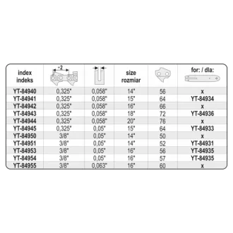   YATO Lanț pentru drujbă 13" 0,325" 1,5 mm 56 de zale