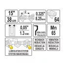 YATO Lanț pentru drujbă 15" 0,325" 1,3 mm 64 de zale