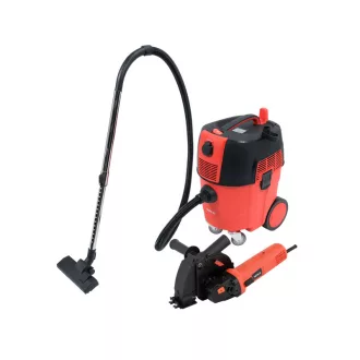   Aspirator industrial YATO cu agitator automat de filtru 1600W + mașină de canelare perete 125 mm 1700W (YT-82015)