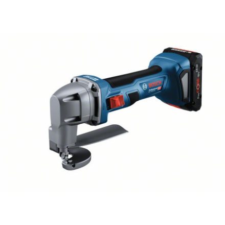Foarfece de tăiat tablă fără fir BOSCH GSC 18V-16 E (2 x baterii ProCORE18V 4,0 Ah, încărcător rapid GAL 18V-40, L-BOX