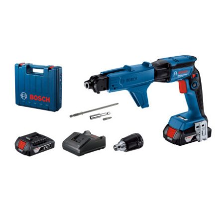 Șurubelniță fără fir pentru gips-carton BOSCH. cu dozator GTB 185-LI în carcasă (2 x 2,0 Ah baterie + tol
