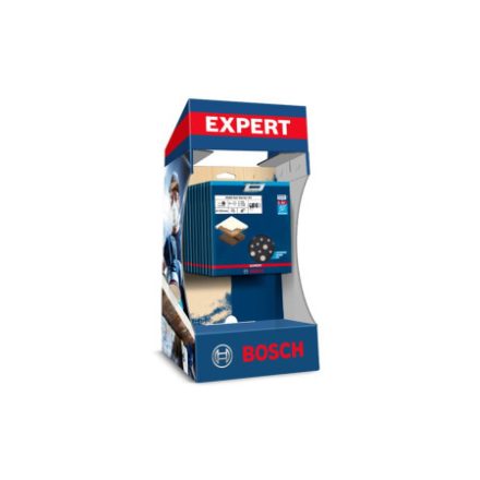 Set de plase abrazive cu prindere velcro BOSCH EXPERT, 7 piese, 125 mm (10 buc) în display de bancă