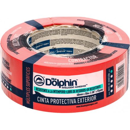 BLUE DELPHIN Bandă vopsea și de mascare 48 mm x 50 m pentru suprafețe aspre exterioare (roșu)